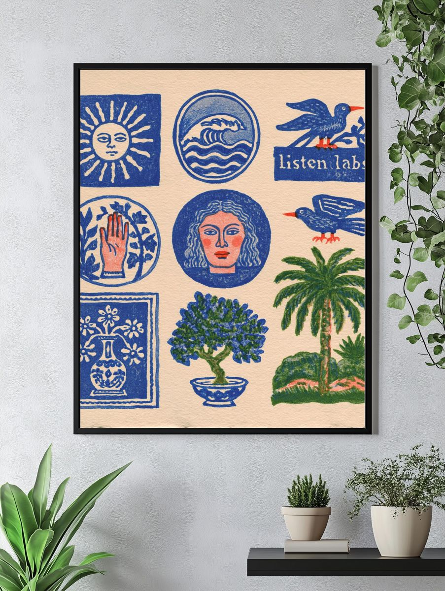 Folk Motifs Illustration Poster. — room view 4