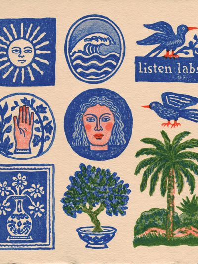 Folk Motifs Illustration Poster.