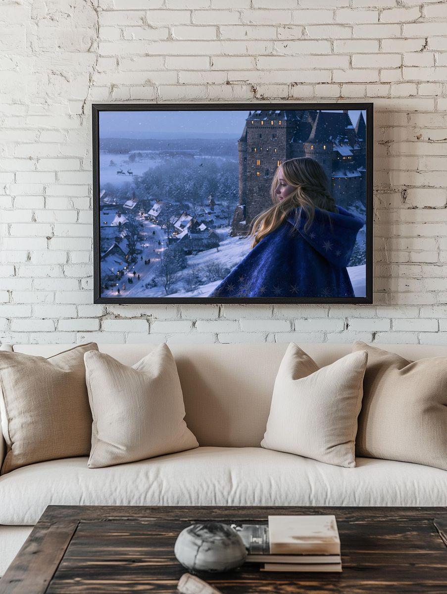 Winter Castle Girl Fantasy Print. — room view 1
