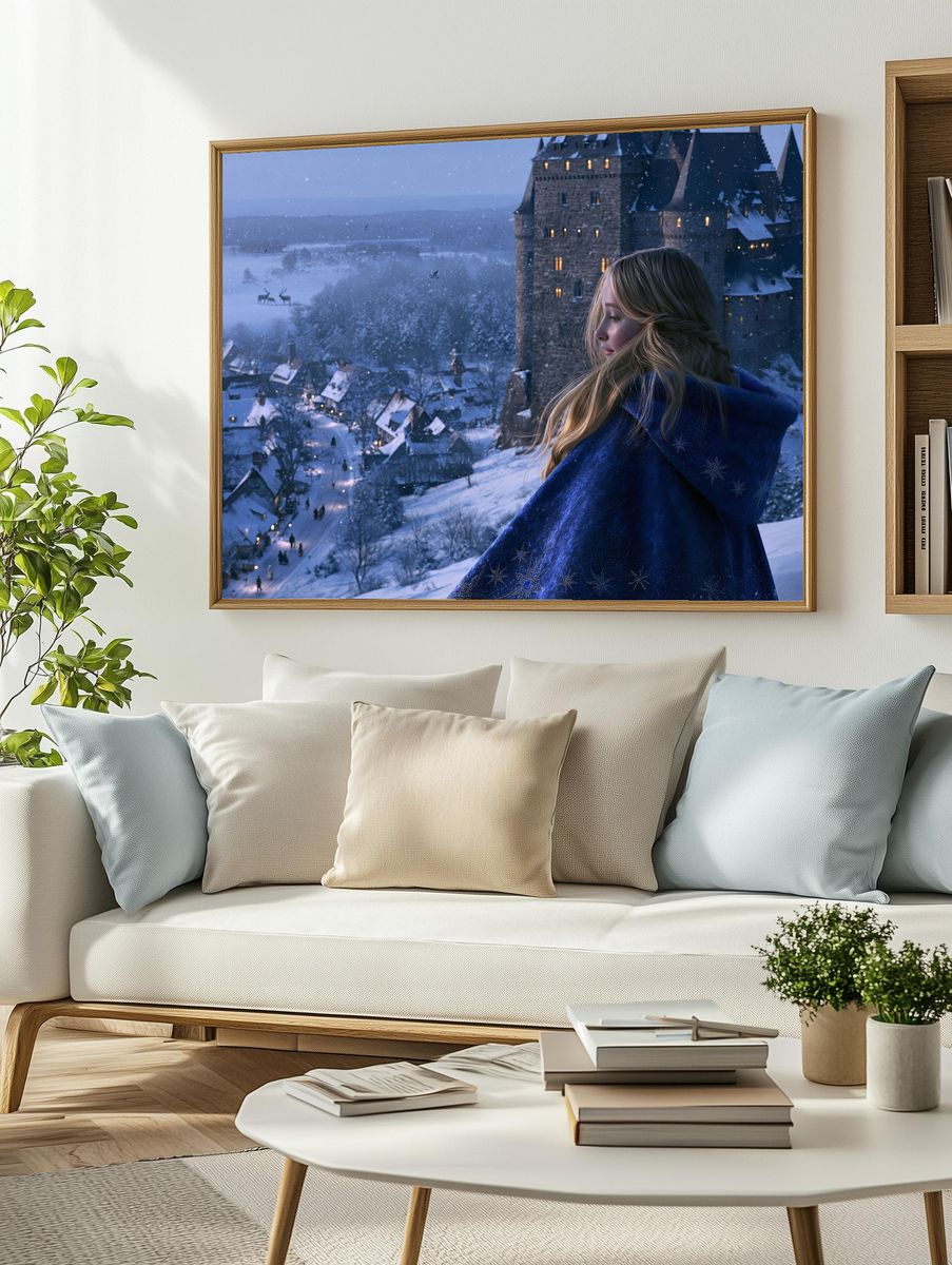 Winter Castle Girl Fantasy Print. — room view 2