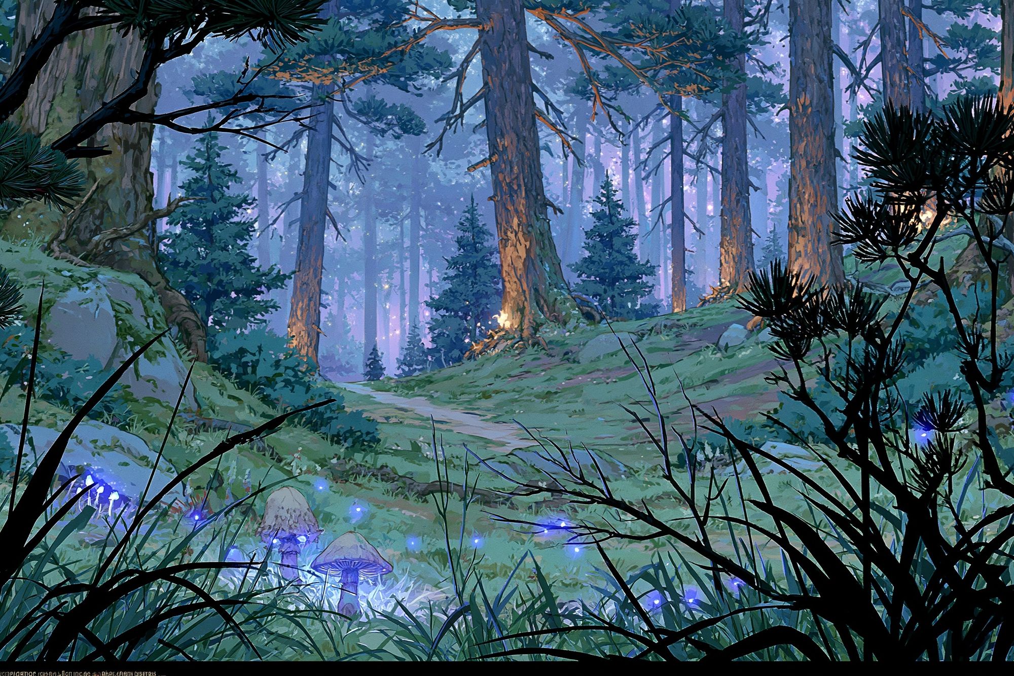 Enchanted Forest Glow Illustration Poster. poster — illustration art