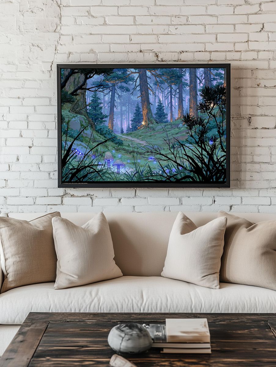 Enchanted Forest Glow Illustration Poster. room preview