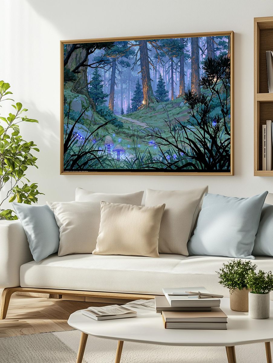 Enchanted Forest Glow Illustration Poster. — room view 2