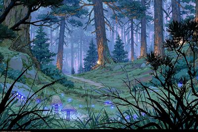 Enchanted Forest Glow Illustration Poster. poster print