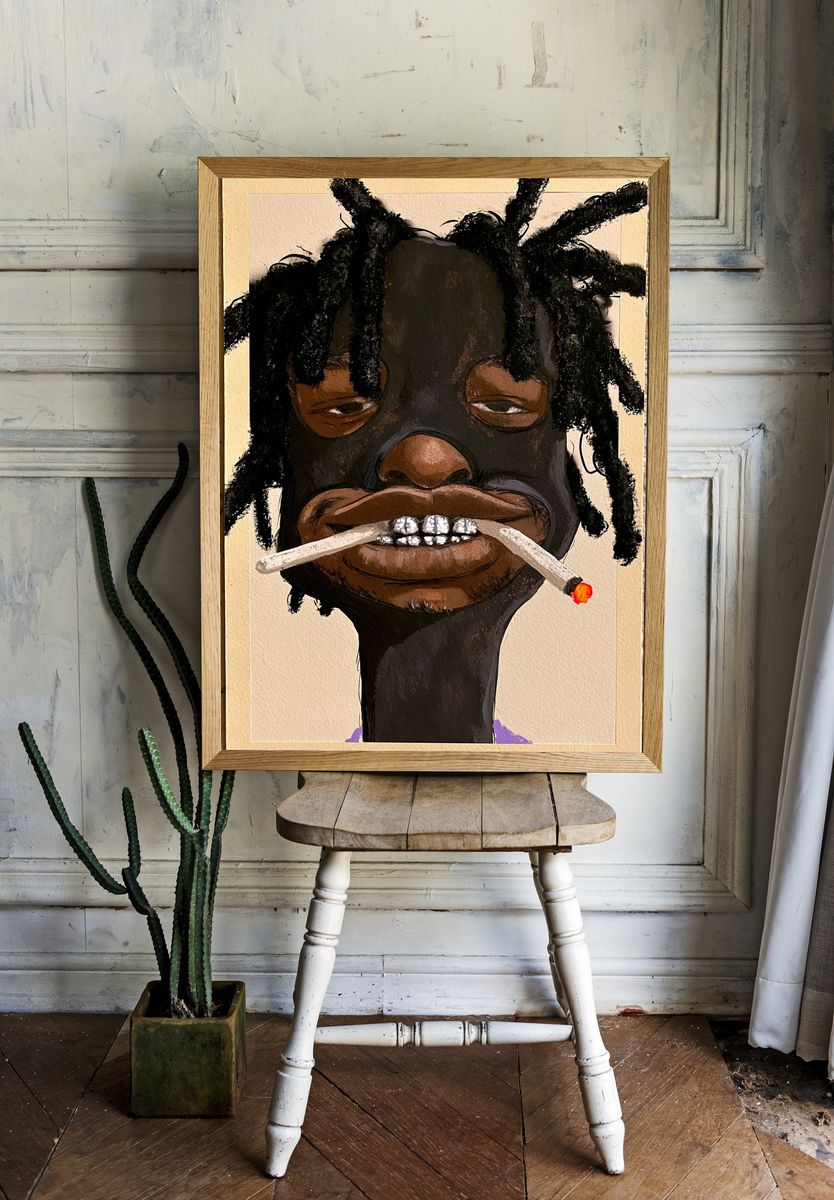 Masked Portrait Illustration Poster. room preview