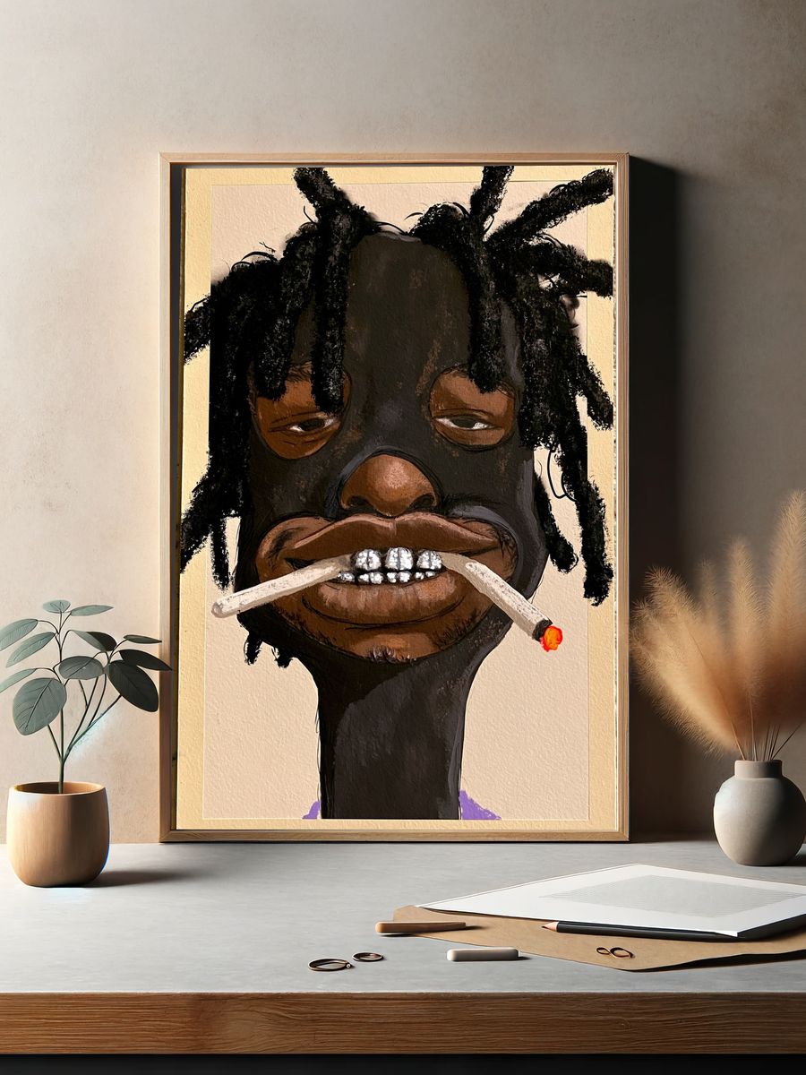 Masked Portrait Illustration Poster. — room view 2