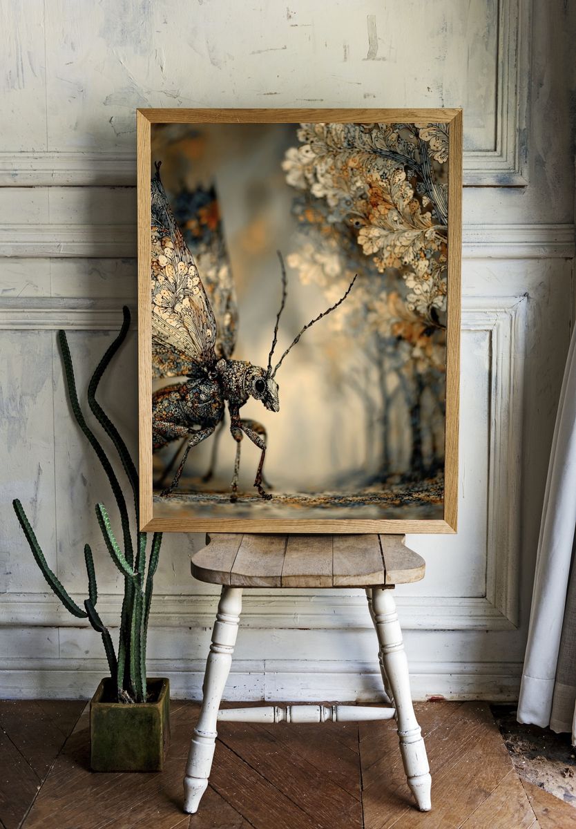 Surreal Moth Forest Print room preview
