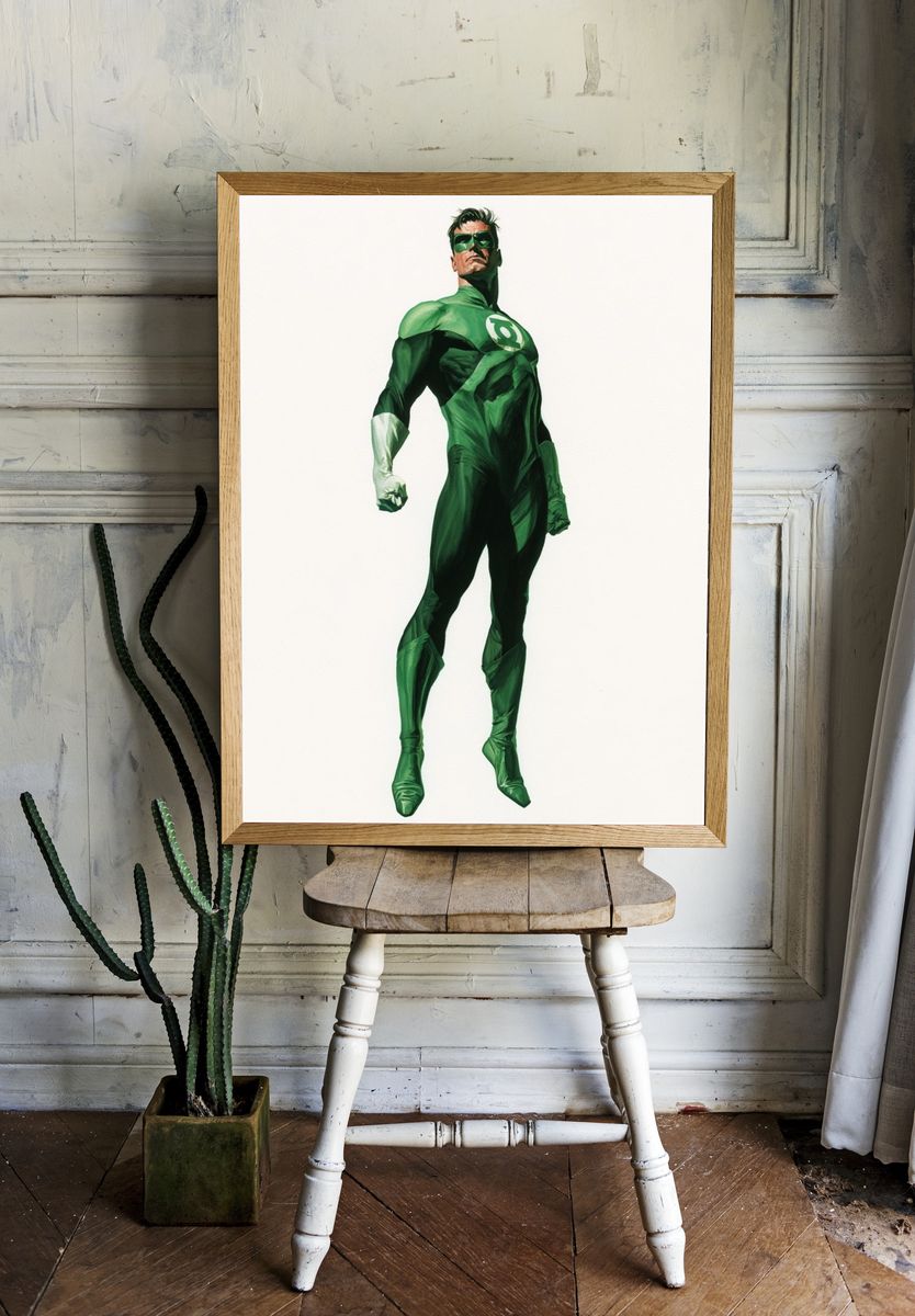 Green Lantern Hero Illustration Poster. — room view 1