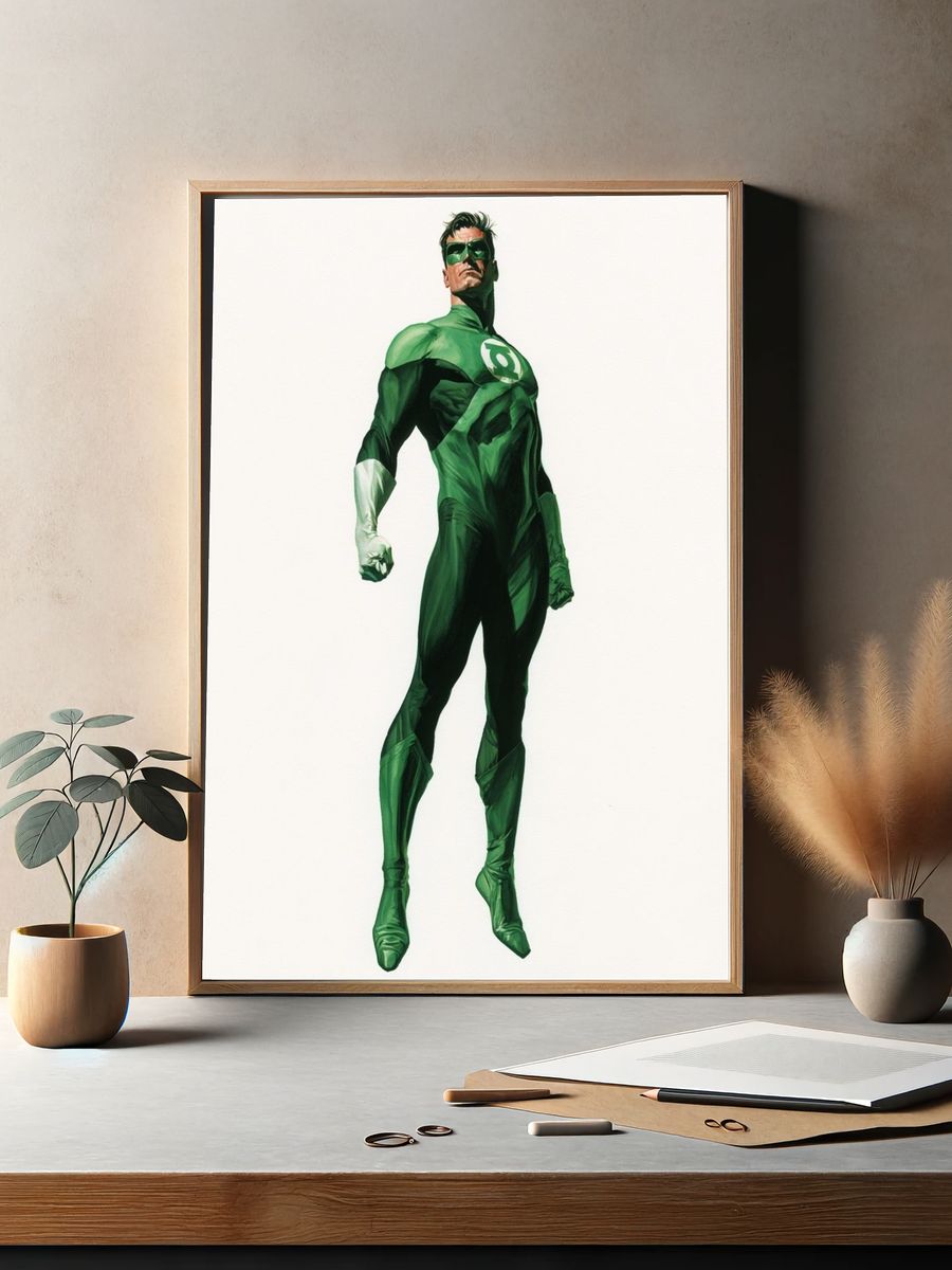 Green Lantern Hero Illustration Poster. — room view 2