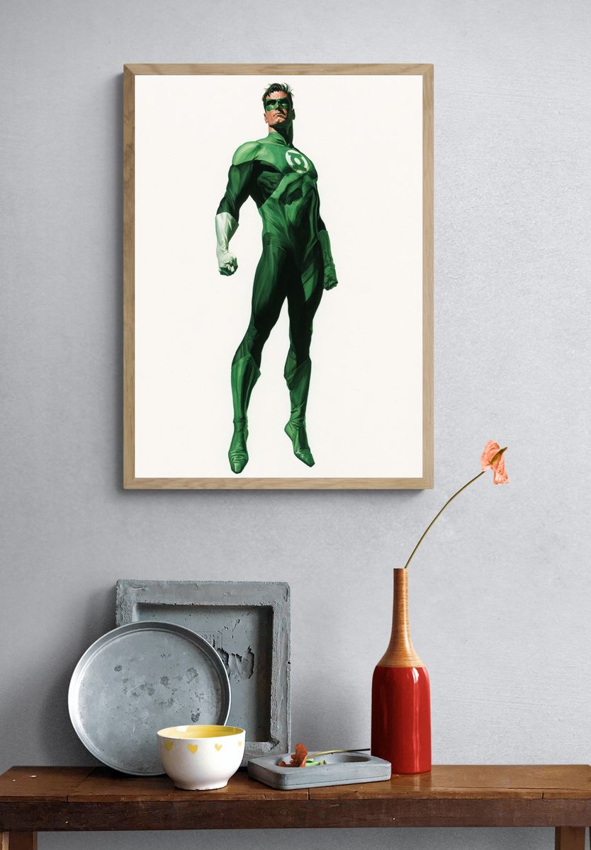 Green Lantern Hero Illustration Poster. — room view 3