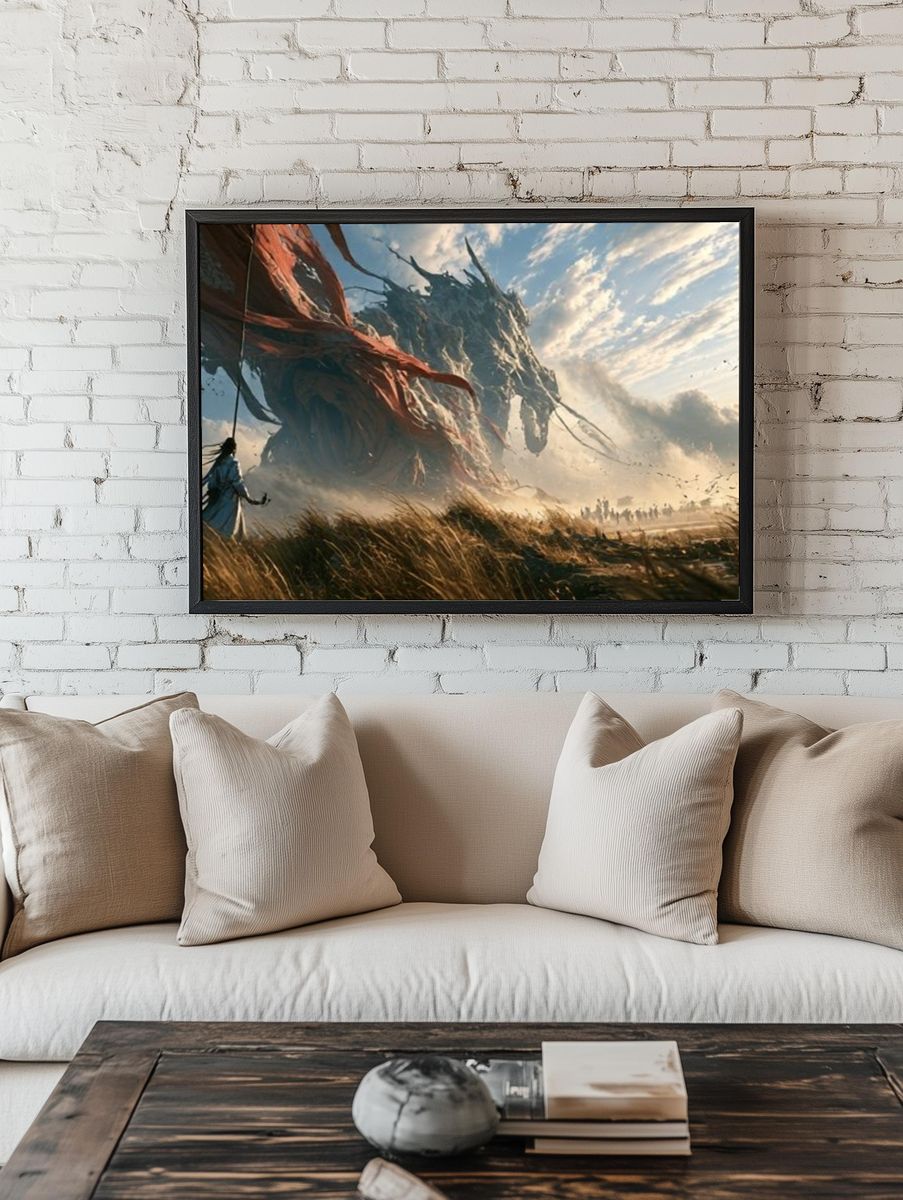 Desert Dragon Charge Illustration Poster. room preview