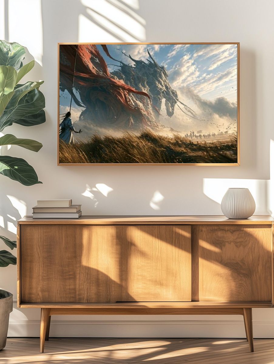 Desert Dragon Charge Illustration Poster. — room view 3