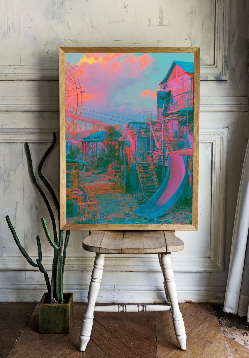 Neon Carnival Dreamscape Poster. room preview