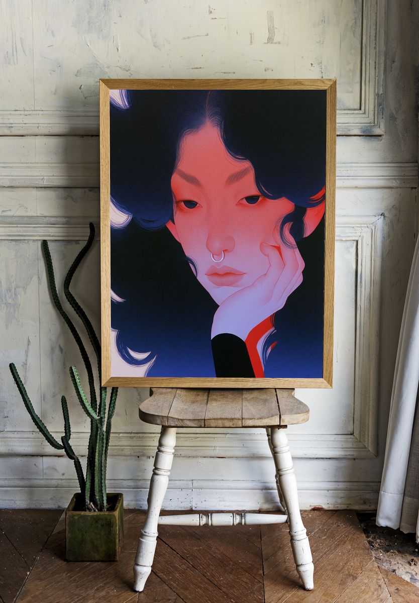 Dreamy Portrait Illustration Poster. — room view 1