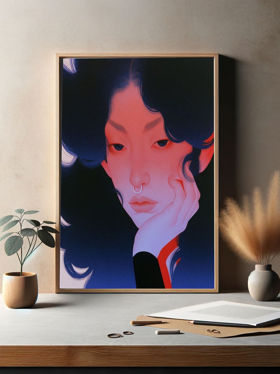 Dreamy Portrait Illustration Poster. — room view 2