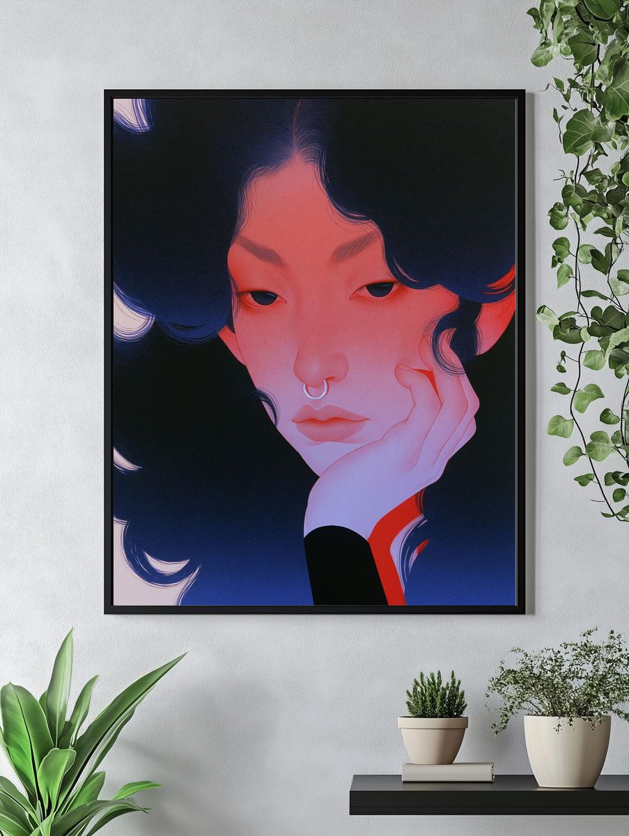 Dreamy Portrait Illustration Poster. — room view 4