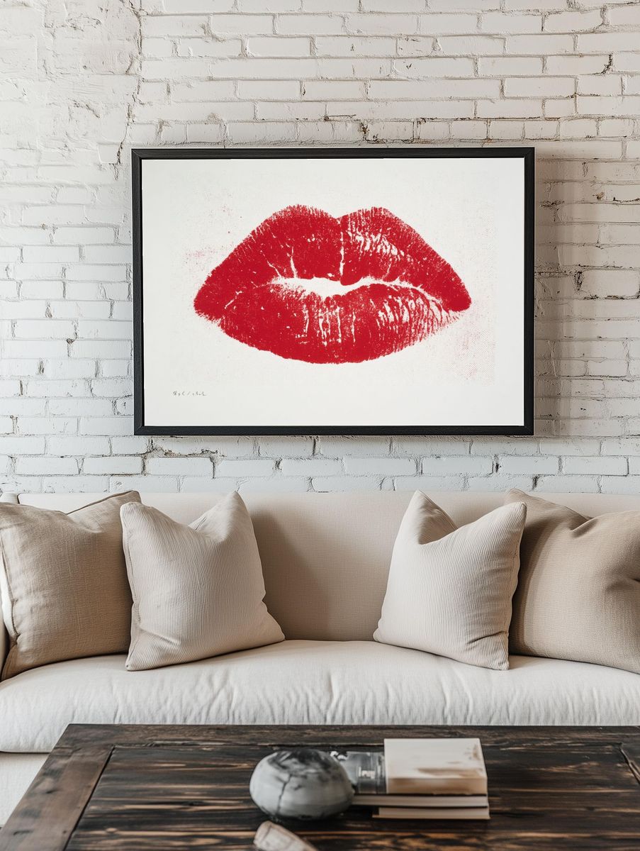 Red Lips Typography Print. — room view 1