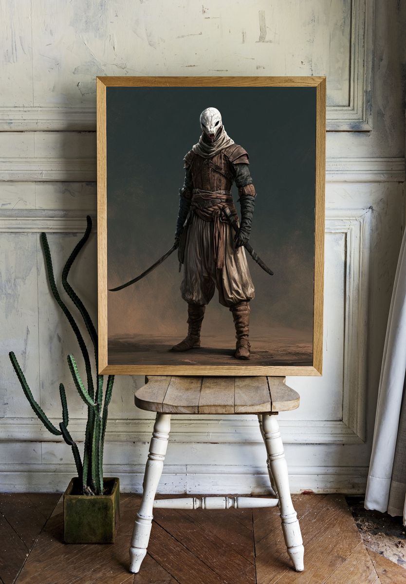Masked Warrior Fantasy Illustration Poster. room preview