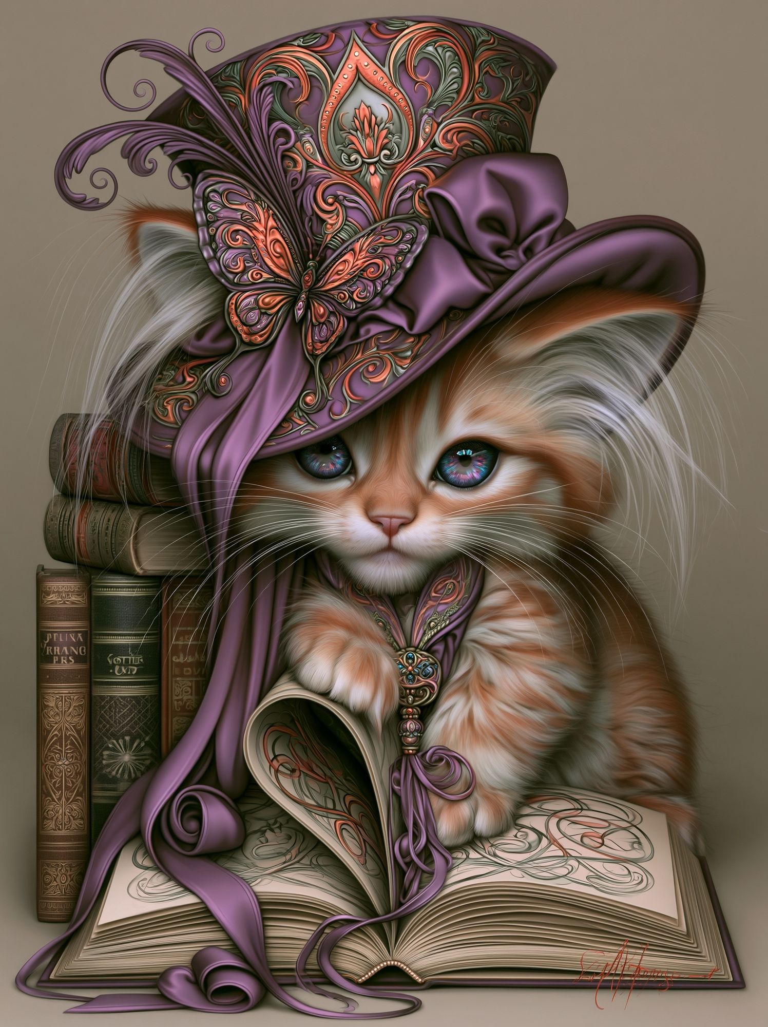 Victorian Cat Portrait Illustration Poster. poster — illustration art