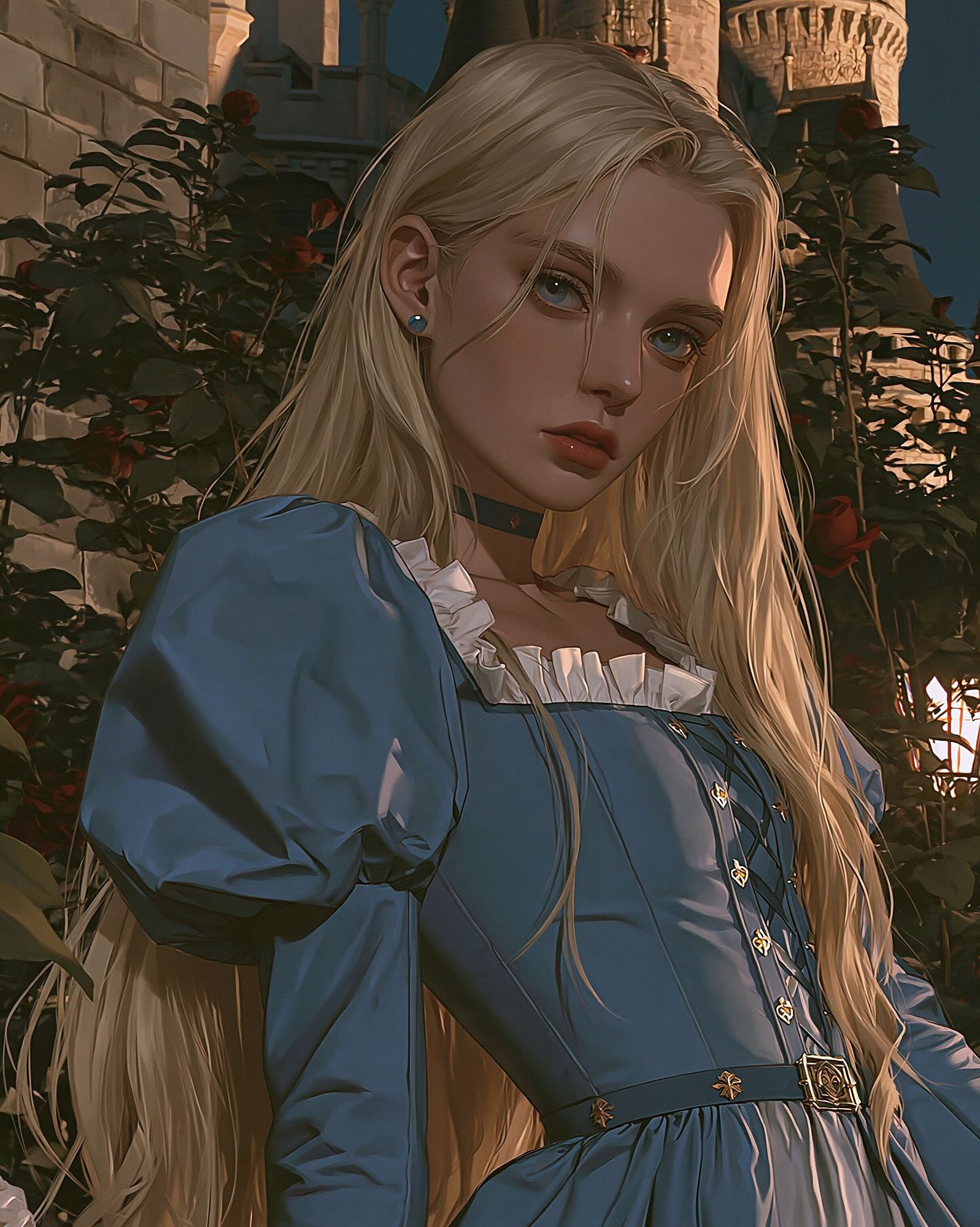Blonde Gothic Girl Illustration Poster. poster detail