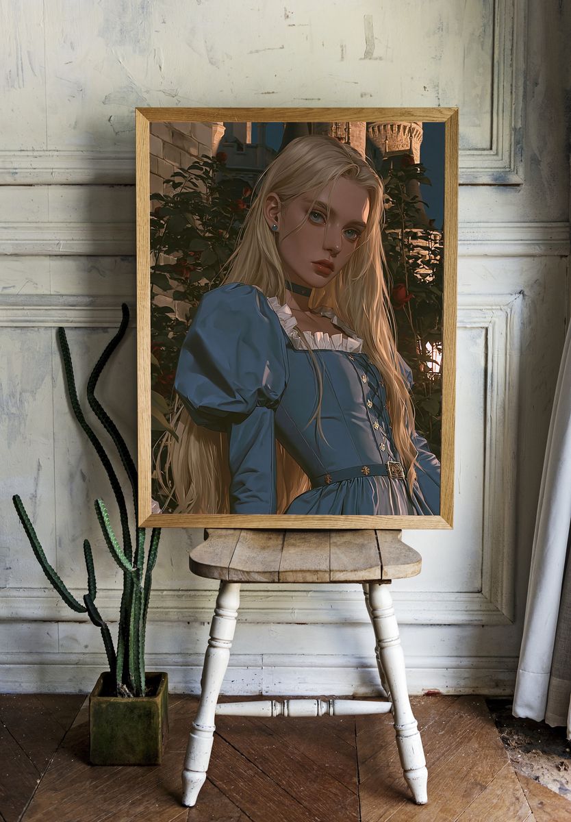 Blonde Gothic Girl Illustration Poster. room preview
