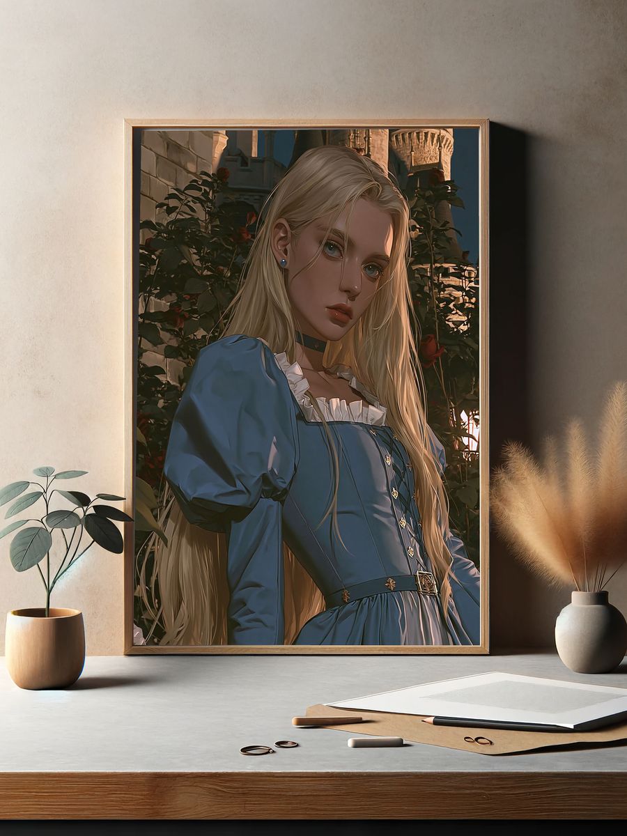 Blonde Gothic Girl Illustration Poster. — room view 2