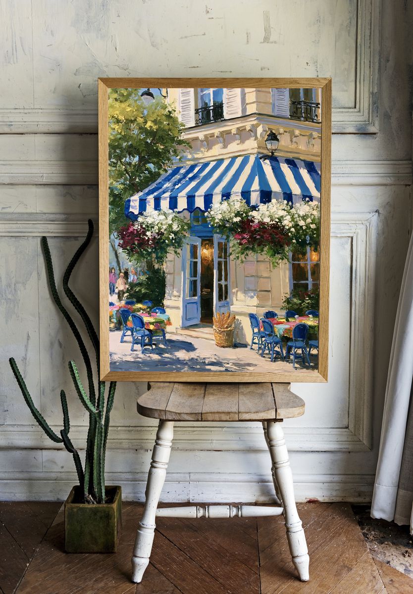 Paris Cafe Terrace Illustration Poster. — room view 1