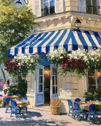 Paris Cafe Terrace Illustration Poster. poster