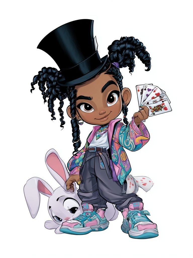 Magical Girl with Rabbit Illustration Poster. poster detail