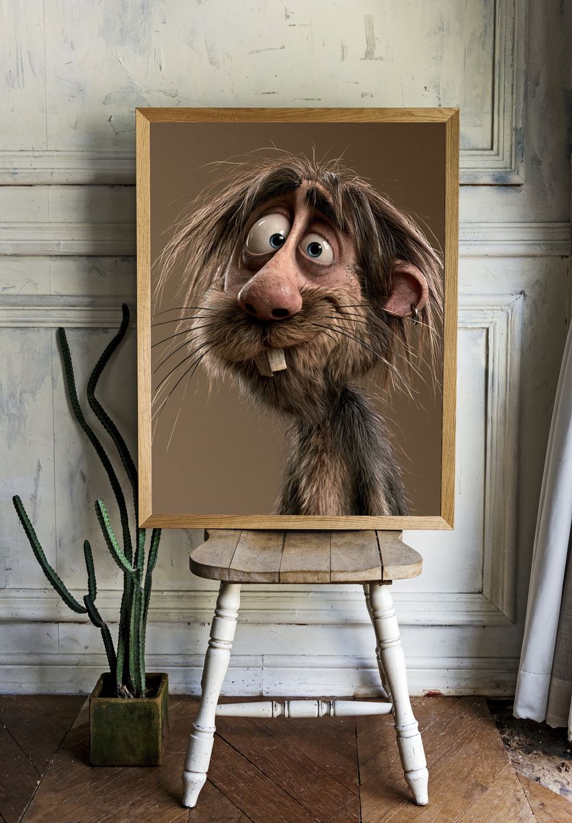 Quirky Rat Portrait Illustration Poster. — room view 1