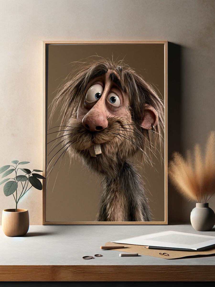 Quirky Rat Portrait Illustration Poster. — room view 2