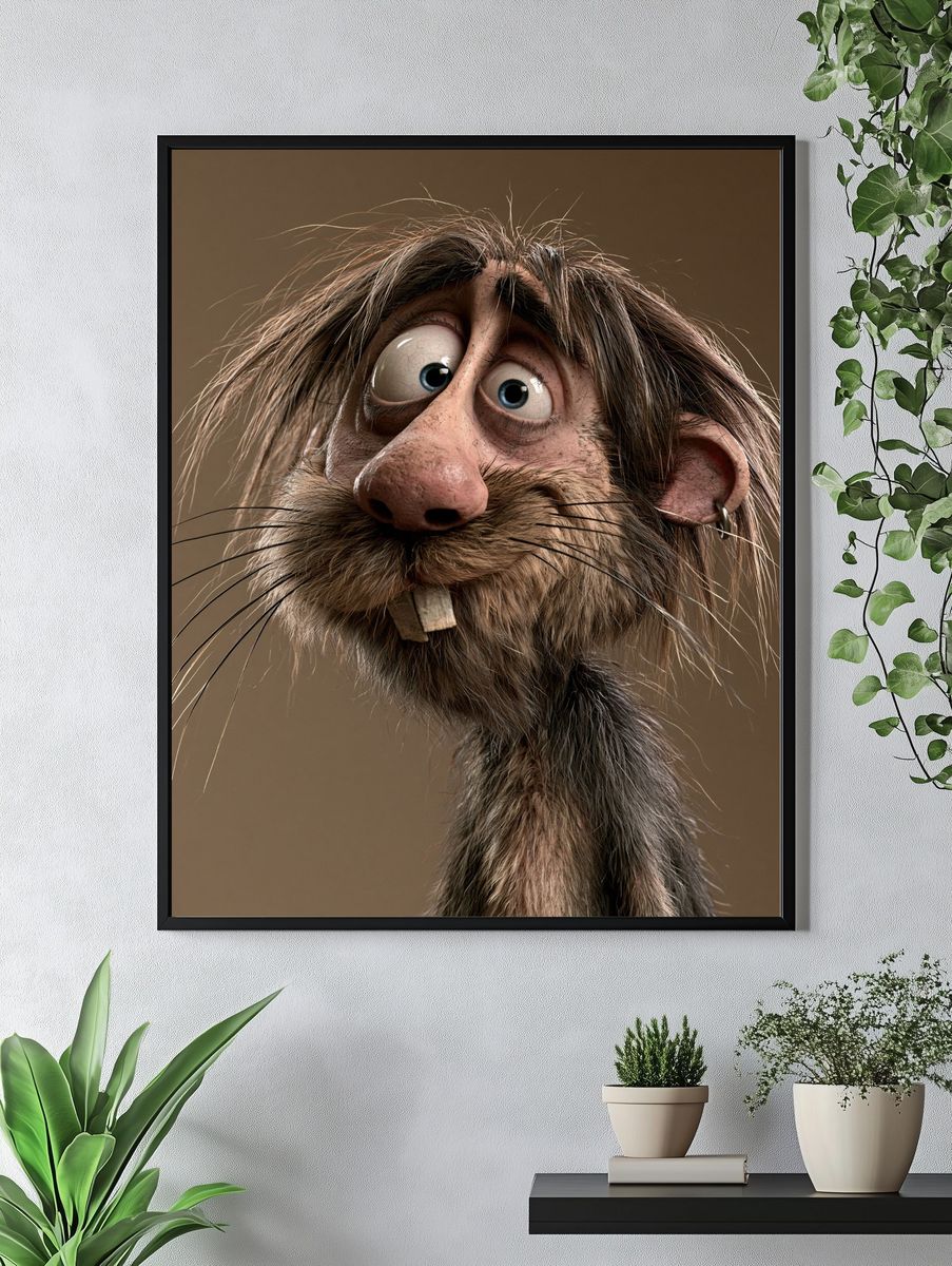 Quirky Rat Portrait Illustration Poster. — room view 4