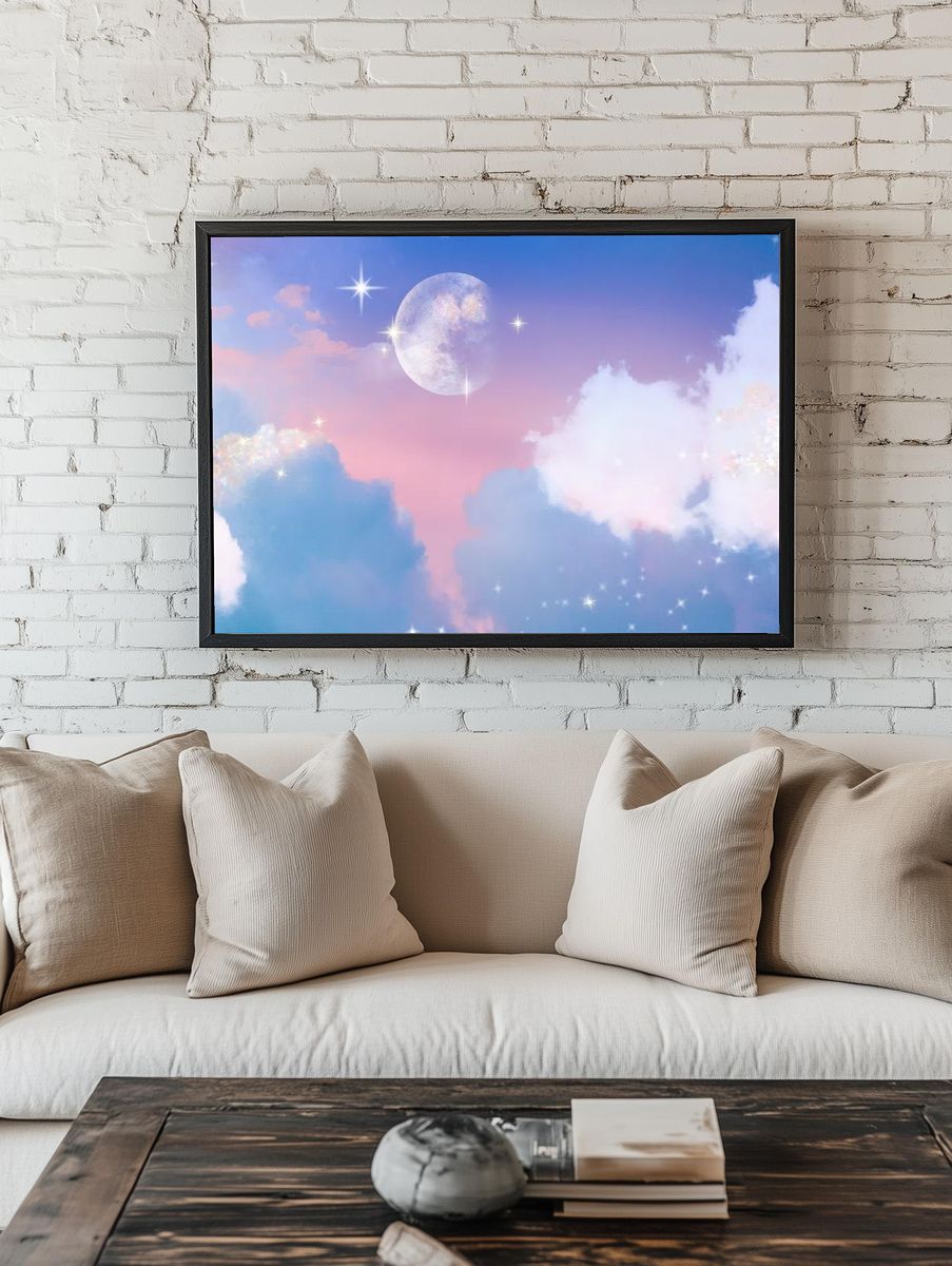 Aesthetic sky desktop wallpaper, surreal room preview
