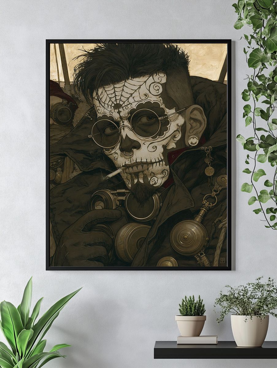Steampunk Skull Portrait Print. — room view 4