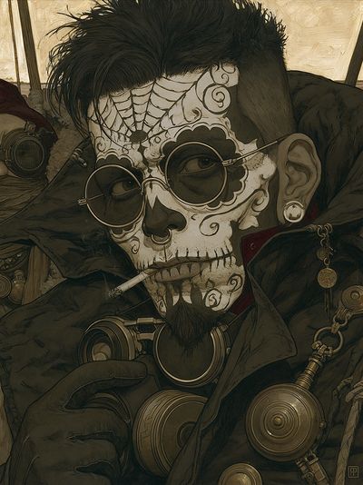 Steampunk Skull Portrait Print. poster print