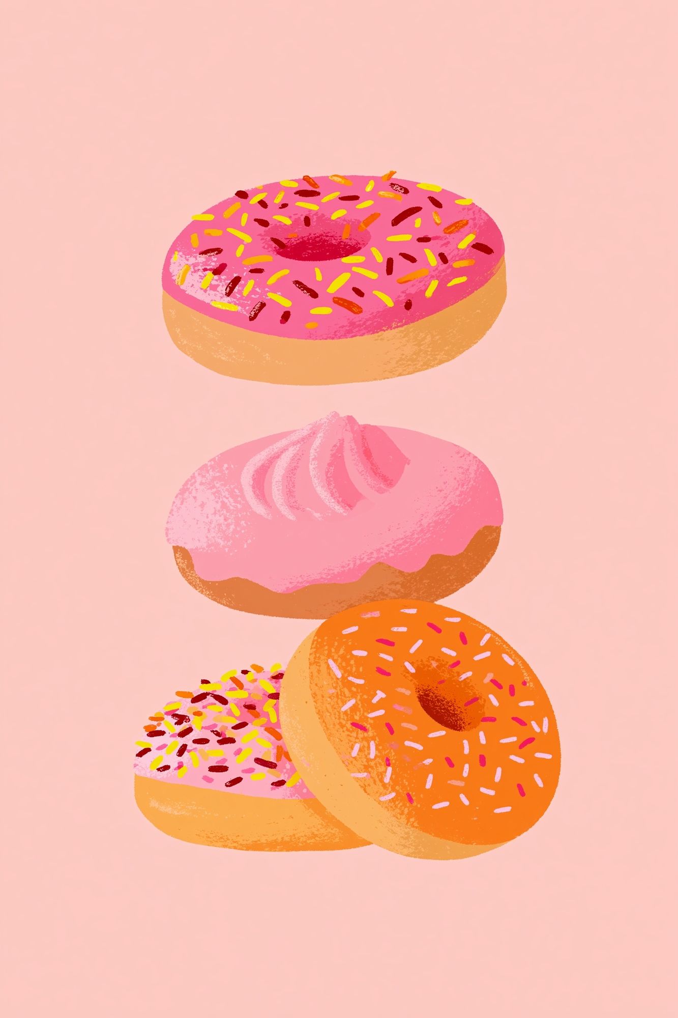 Pink Donuts Illustration Poster. poster — illustration art