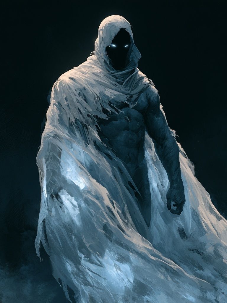 Ghostly Hooded Figure Horror Print. poster — illustration art