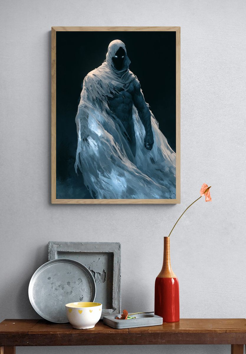 Ghostly Hooded Figure Horror Print. — room view 3
