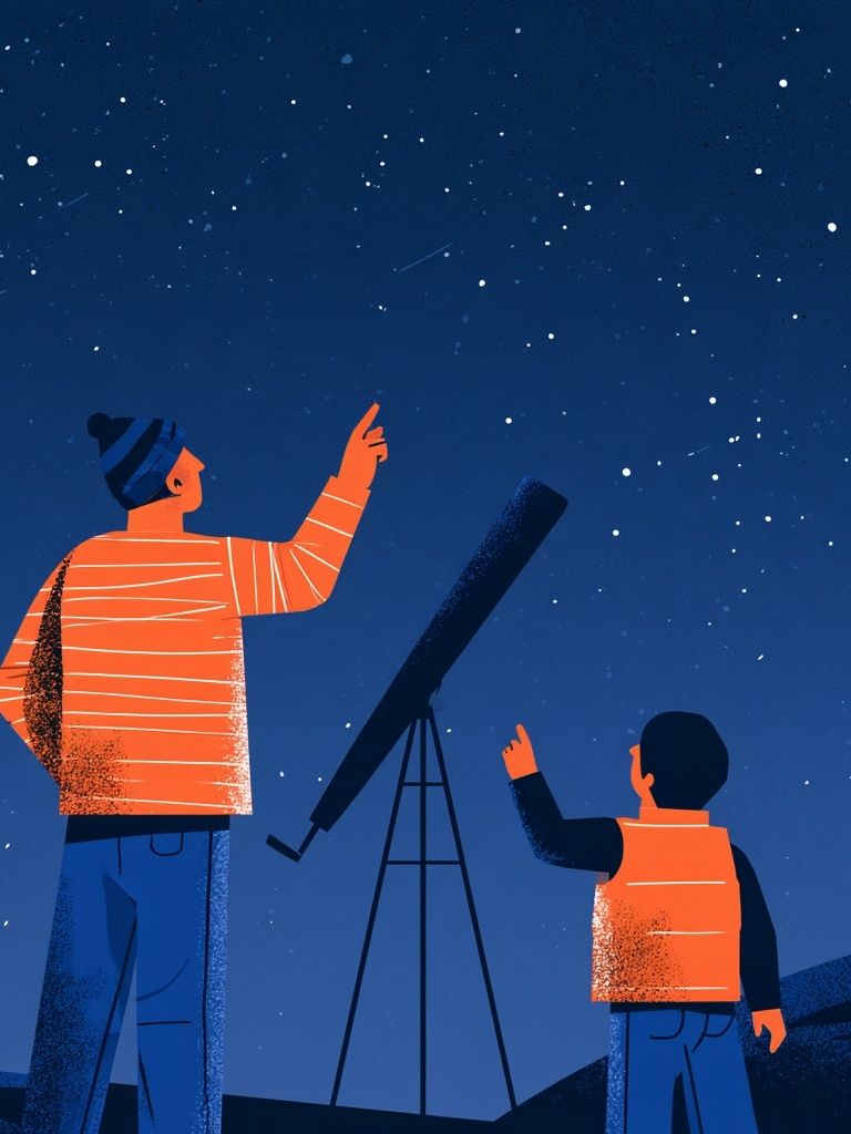 Stargazing Telescope Illustration Poster. poster detail