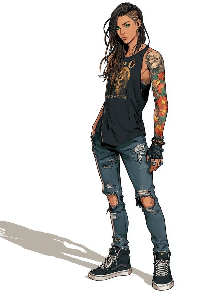Tattooed Street Style Portrait Poster. poster — illustration art