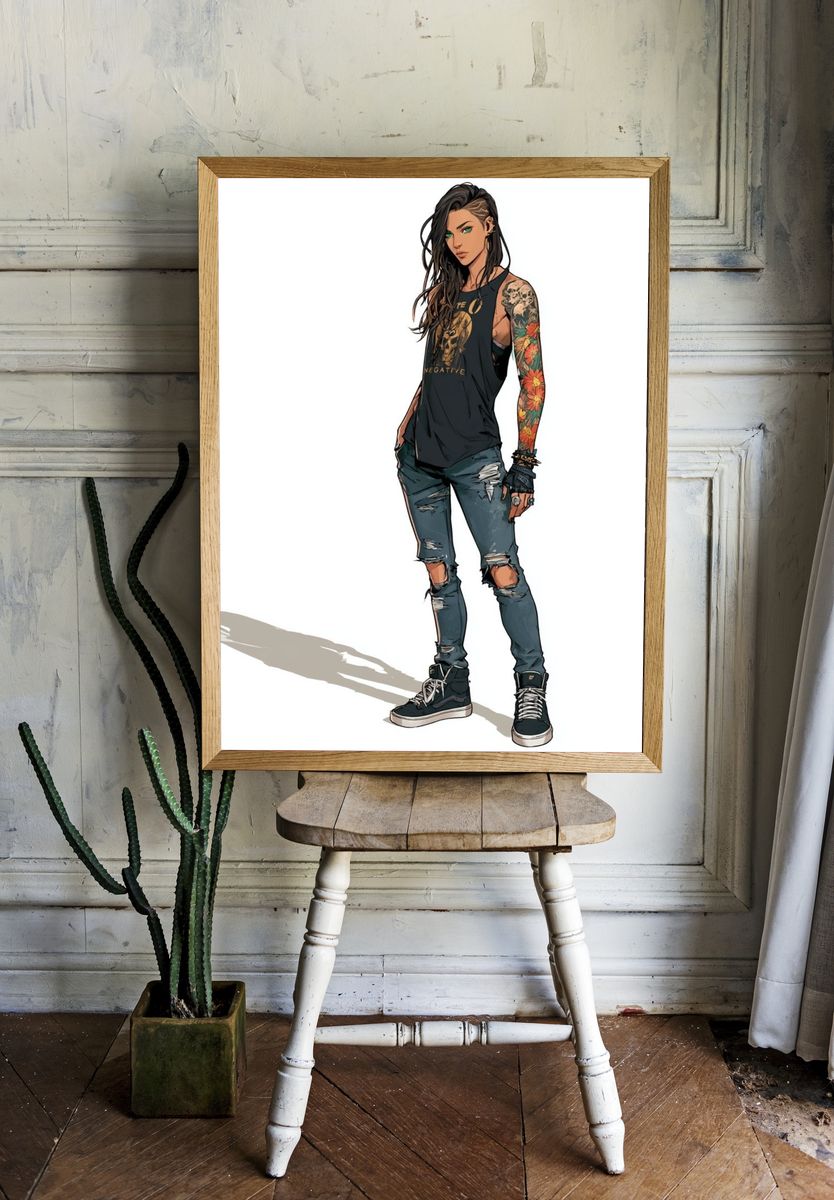 Tattooed Street Style Portrait Poster. — room view 1