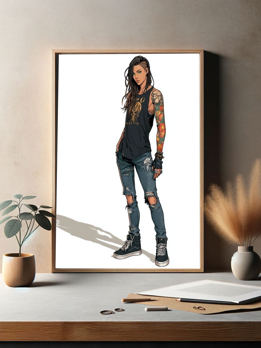 Tattooed Street Style Portrait Poster. — room view 2