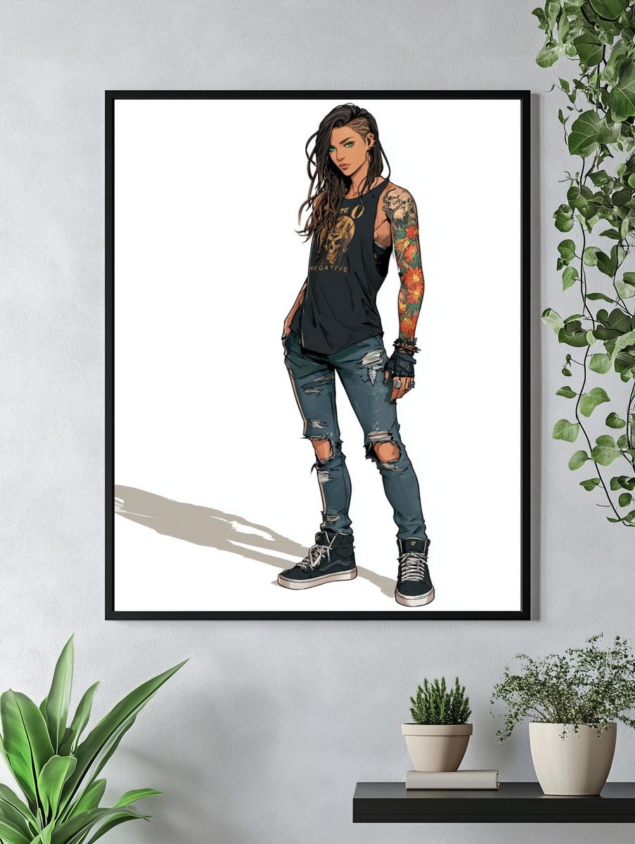Tattooed Street Style Portrait Poster. — room view 4