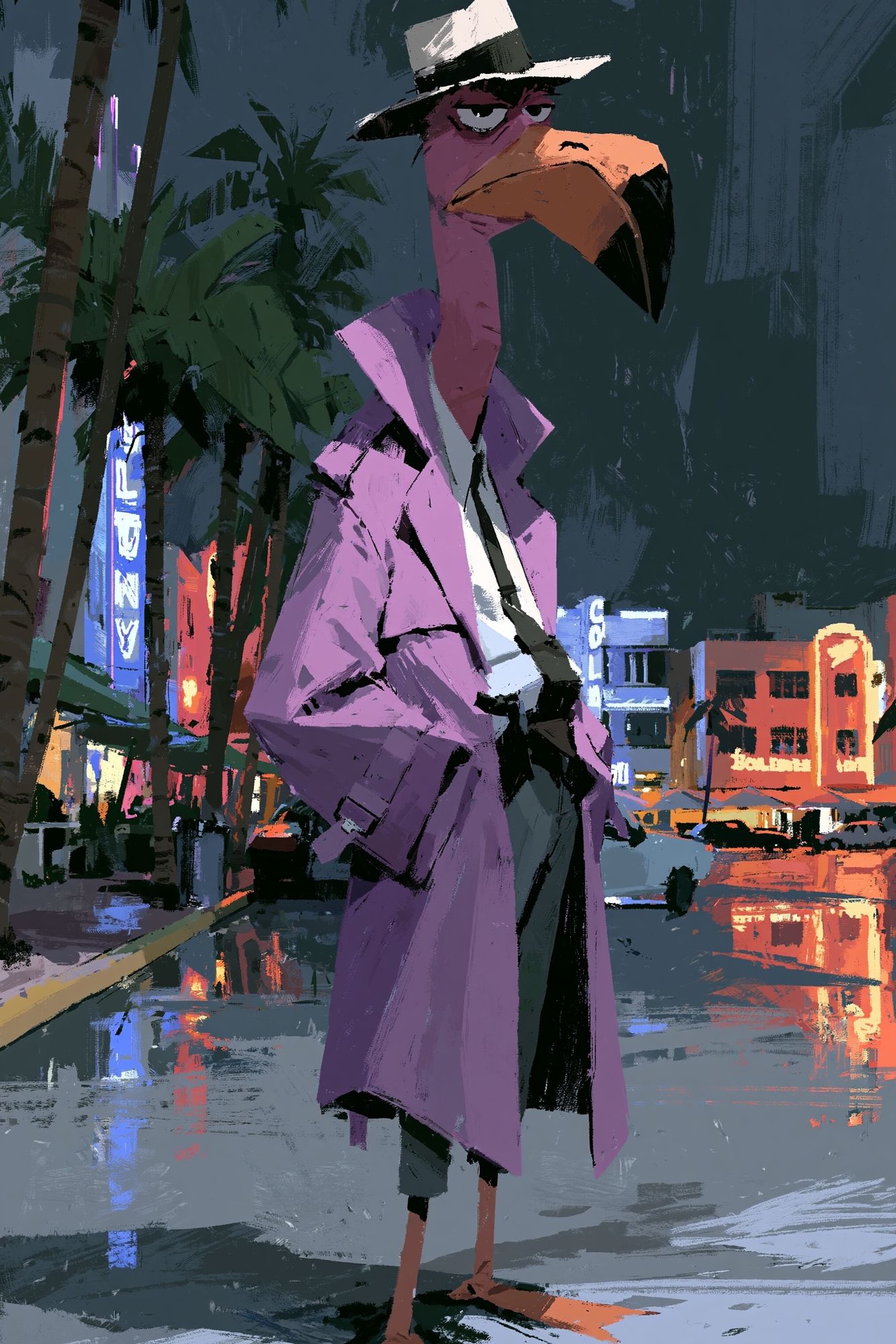 Flamingo Noir City Poster. poster detail