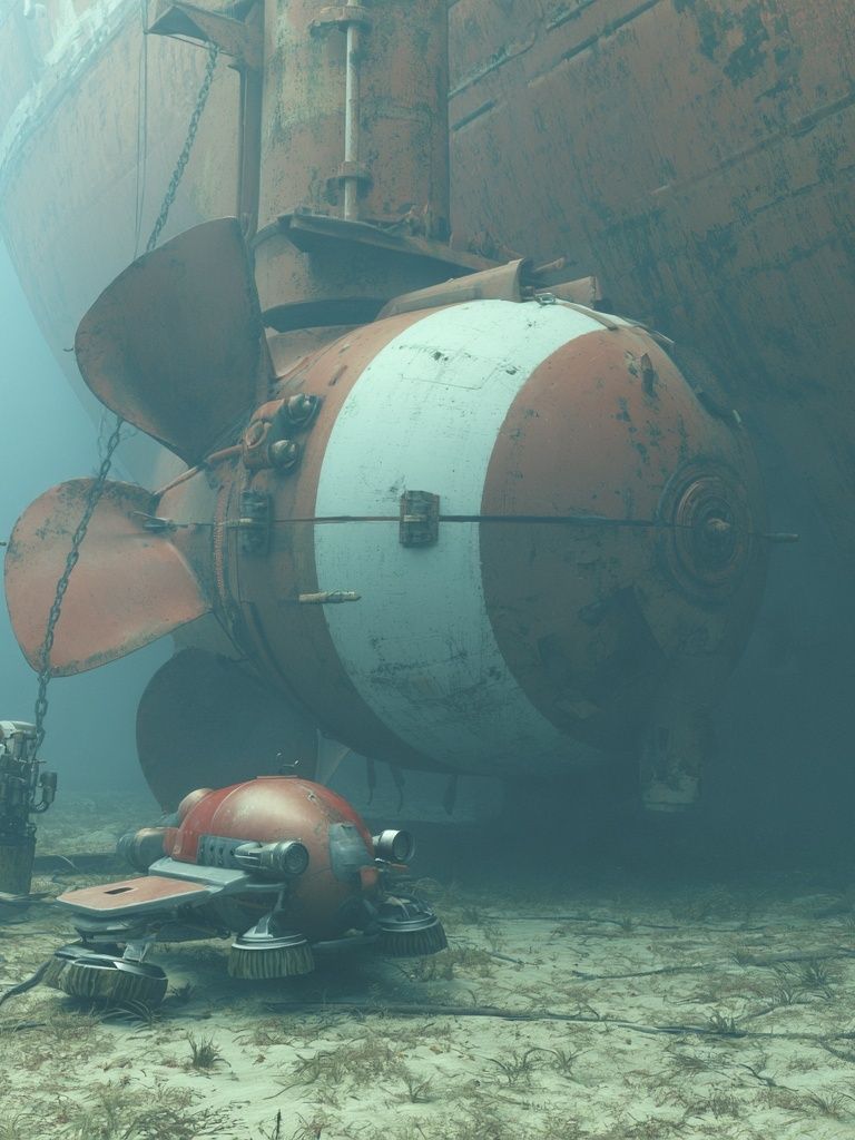 Underwater Submarine Propeller Print. poster detail