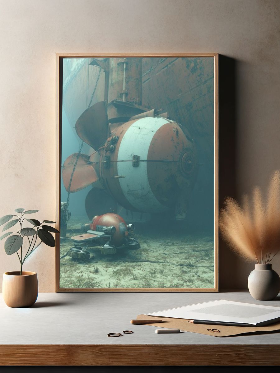 Underwater Submarine Propeller Print. — room view 2