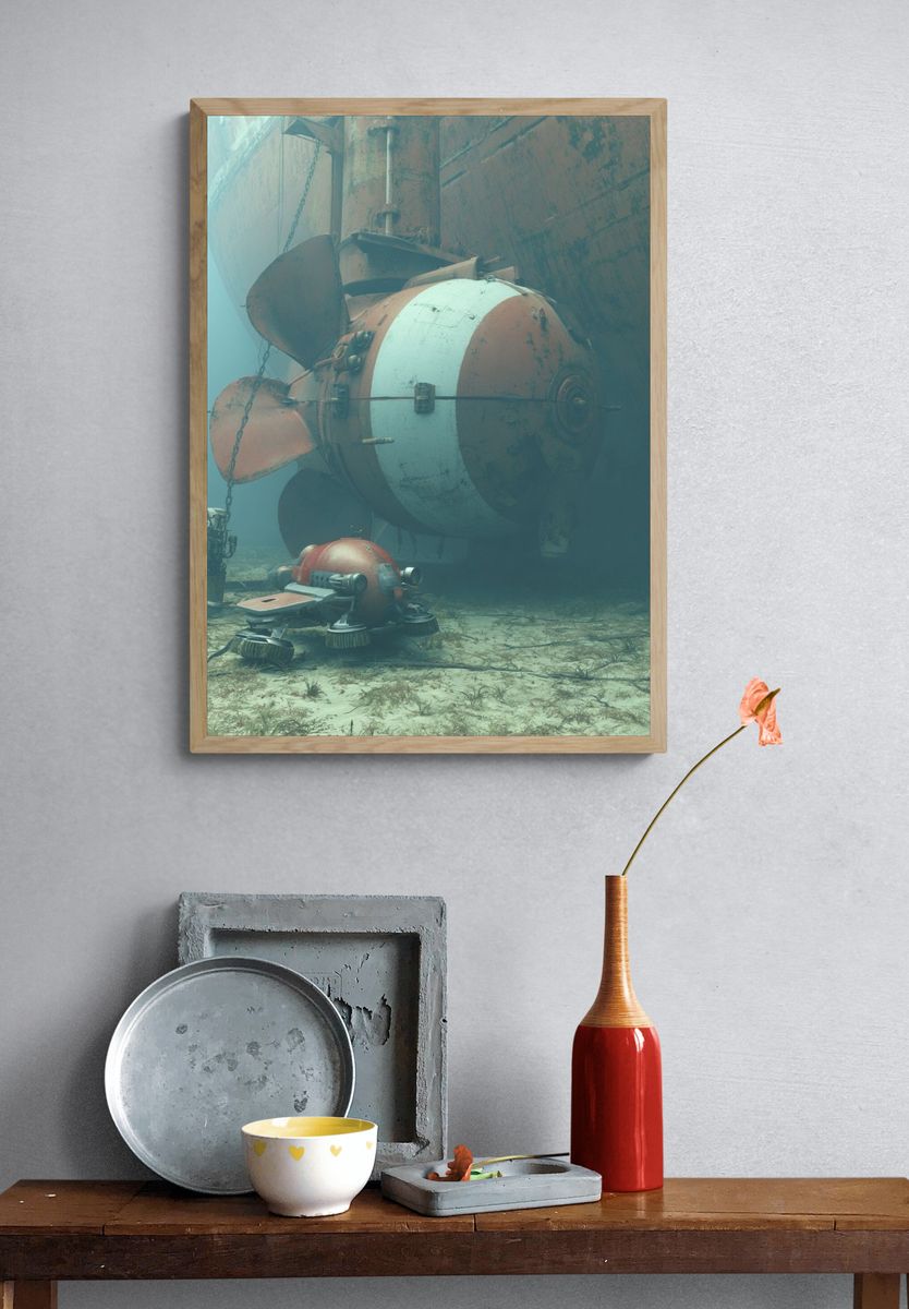 Underwater Submarine Propeller Print. — room view 3