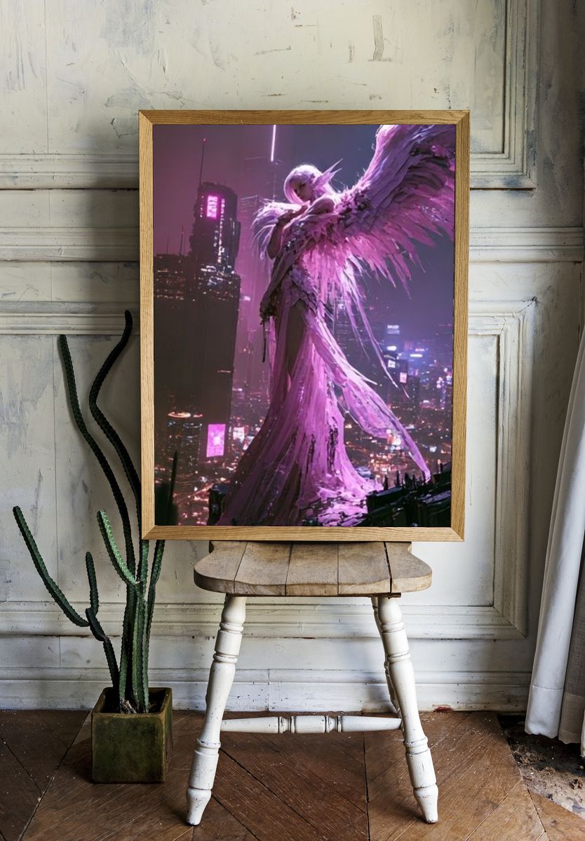 Cyberpunk Angel Poster. room preview