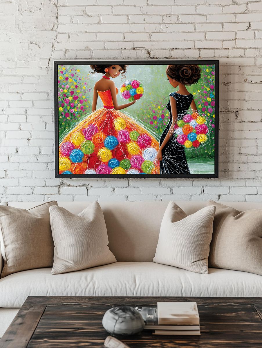 Elegant Floral Fashion Illustration Poster. — room view 1