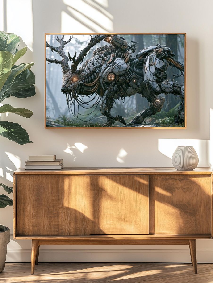Mechanical Stag Forest Print. — room view 3